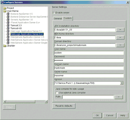 Jbuilder7與Weblogic7整合開發之-環境建立(圖十)