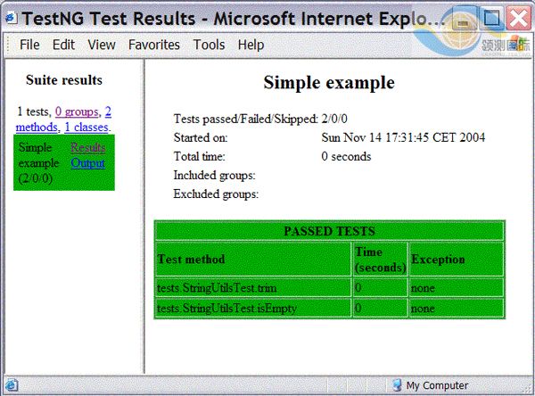 TestNG 創建的 HTML 報告