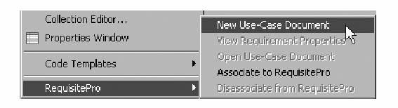 圖8 從 Rational XDE Developer 創建用例規格說明
