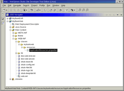 展開的 J2EE Navigator 窗格
