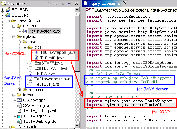 改變 Inquiry Action Java