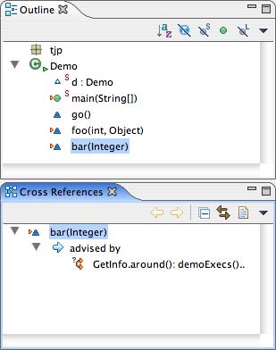 類的 Outline 和 Cross References 視圖