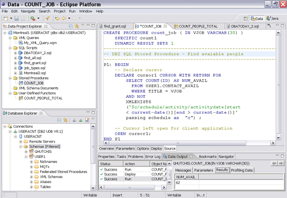 使用 Developer Workbench 開發存儲過程