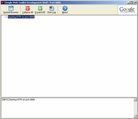 圖2  Google Web Toolkit Development Shell運行界面